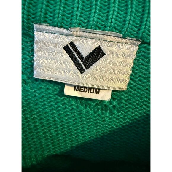 Vintage 80’s 100% Cotton Kelly Green Retro Pullover Sweater Size M - Picture 5 of 9